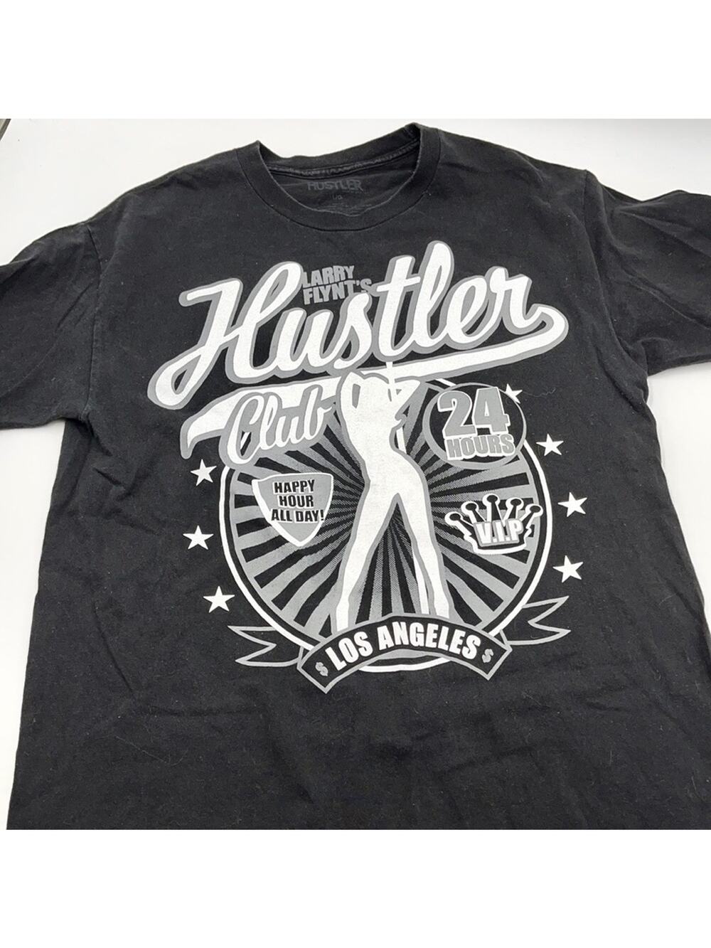 HUSTLER CLUB LOS ANGELES men's black t-shirt Large